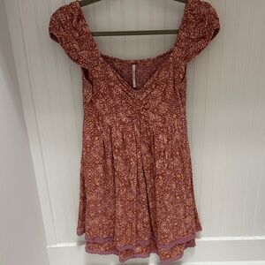 Free People Pink and Brown Textured Dress
